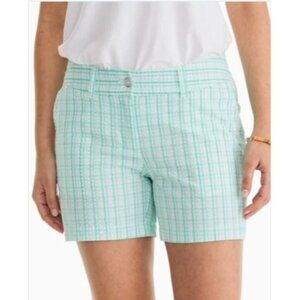 Southern Tide NEW Gingham Seersucker Caroline Short 5" Bermuda Teal Size 10
